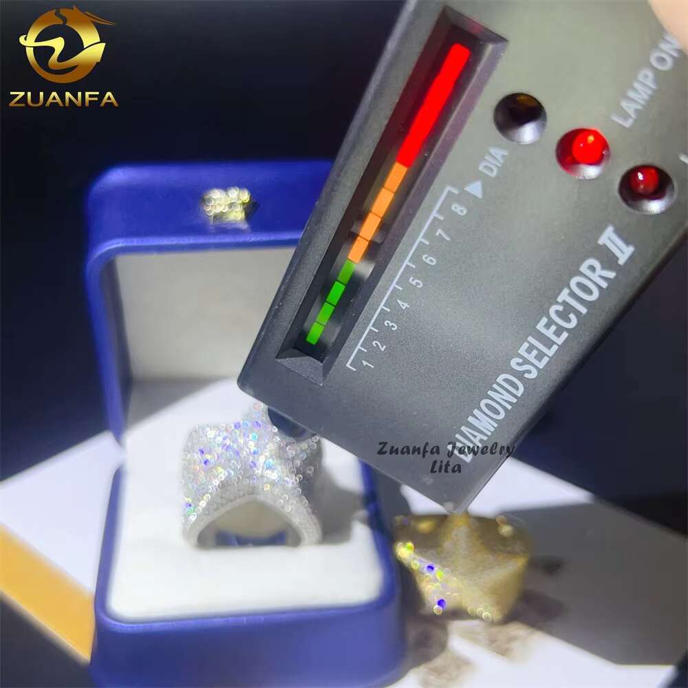 Drop Shipping Wholesale Price Gra Certificate Star Ring Hip Hop Mens 925 Sterling Silver Moissanite Rings