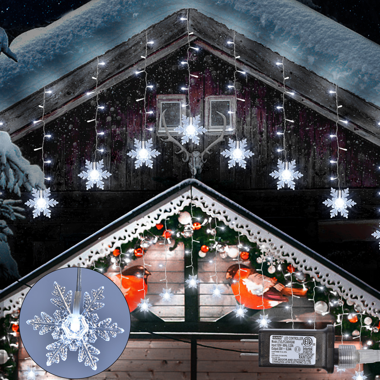 LED snowflake ice strip home curtain party courtyard eaves light, atmosphere decoration light string