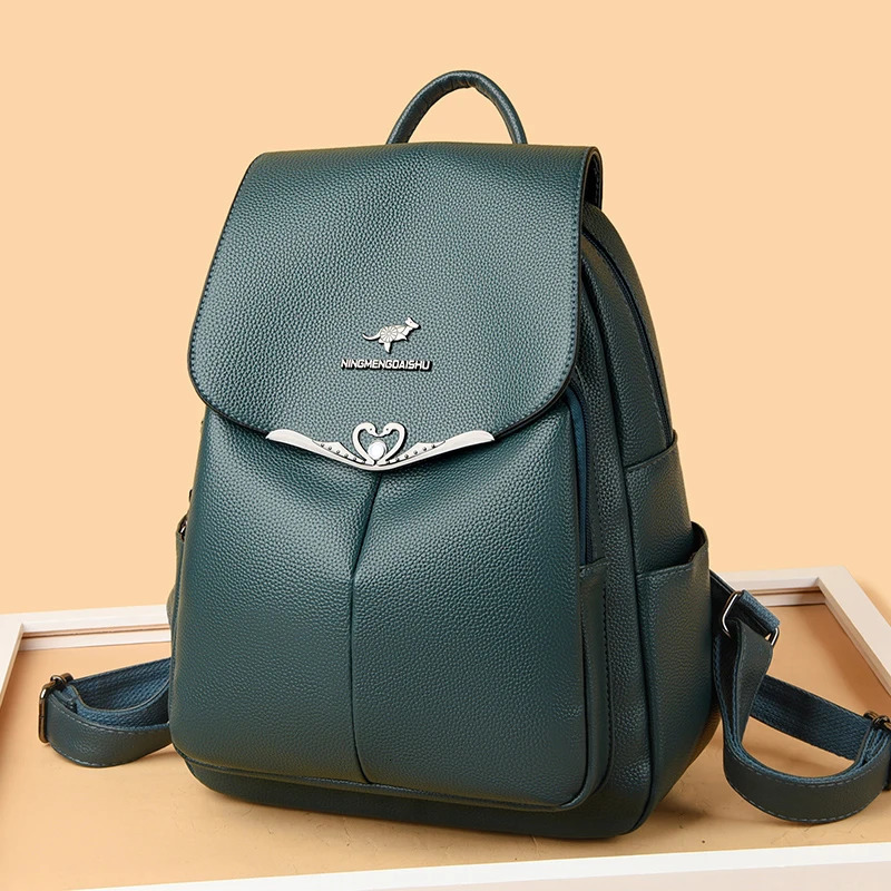 2024 Women Backpack Female Leather Backpack Ladies Sac A Dos School Bags for Girls Large Capacity Travel Back Pack Rucksacks 250407