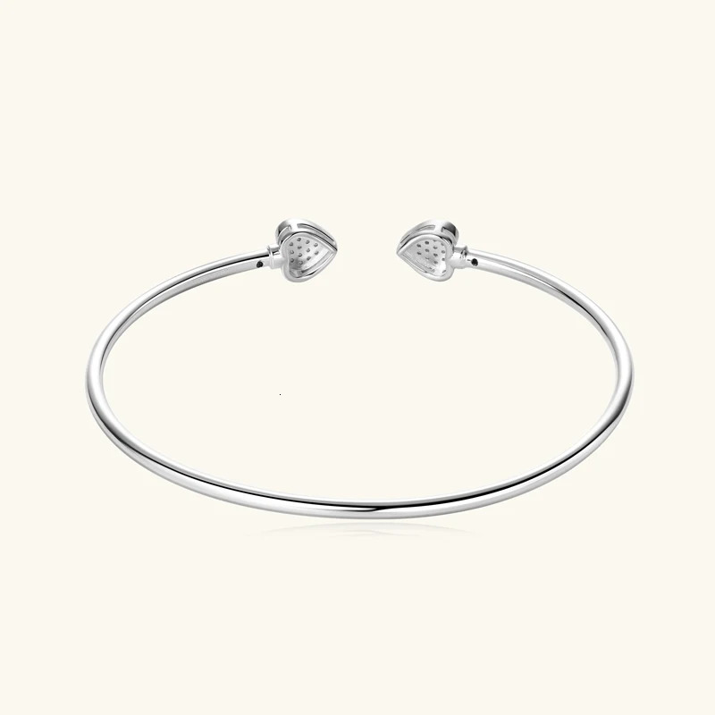 RAPRGOLD GRA Certified Love Heart Bracelet Cuff for Women 925 Sterling Silver Bracelets Wedding Jewelry Gifts Bangle 250408