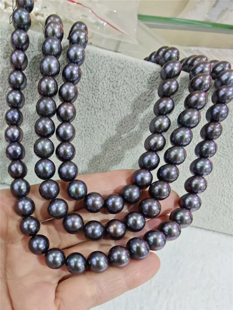 Wholesales Genuine Natural Freshwater A15 56mm black round pearl Loose Beads DIY 251131