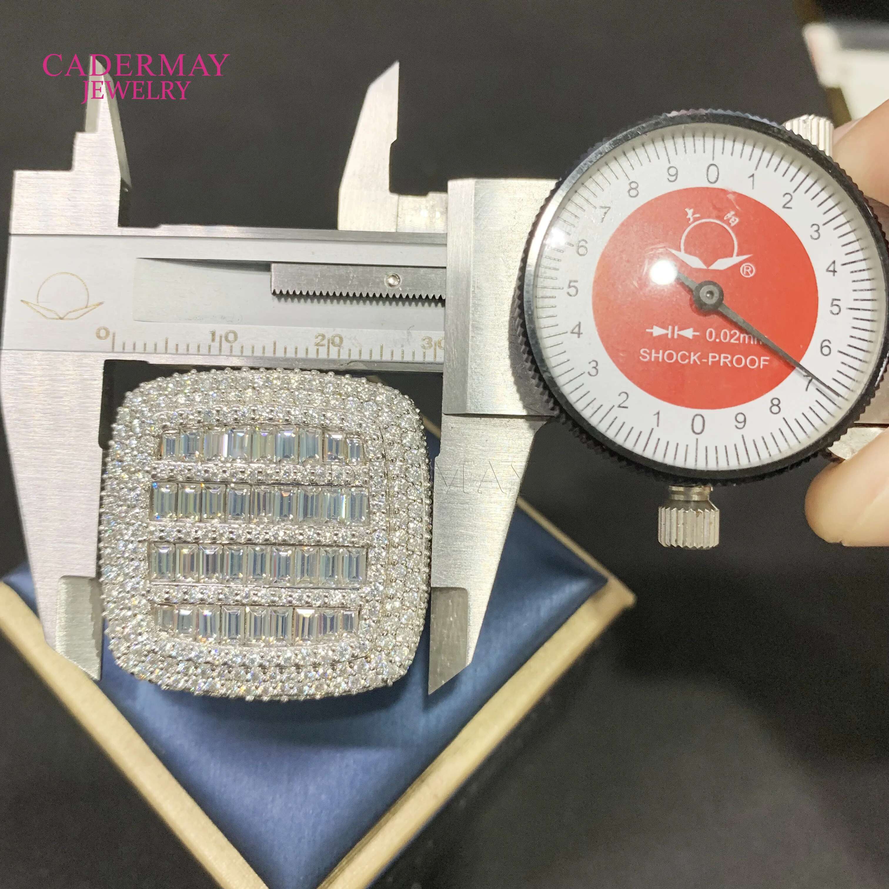 Hiphop Jewelry D VVS Moissanite Square Ring Custom Iced Out Baguette Cut 925 Sterling Silver Championship Moissanite Ring Men