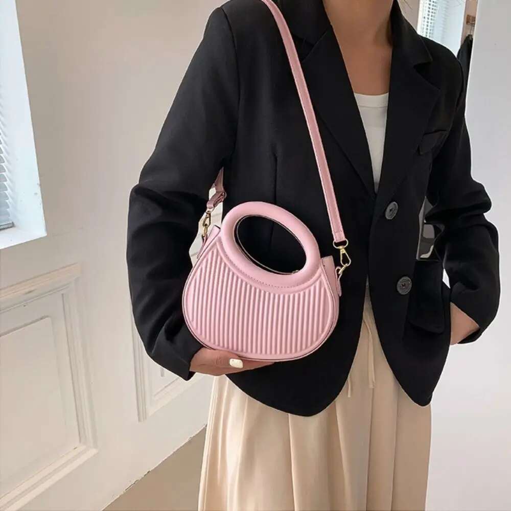 Fashion Women Shoulder Armpit Design Underarm Pleated Saddle Solid Color Messenger Bag Purse Handbags