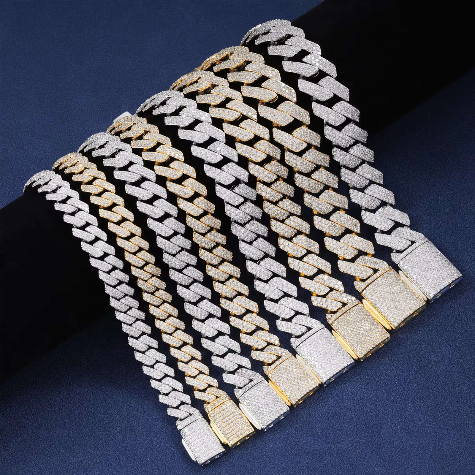 VVS D Moissanite 925 Sterling Silver Cuban Bracelet Hip Hop Style Prong Chain in 6mm 8mm 10mm 12mm 16mm 18mm Sizes