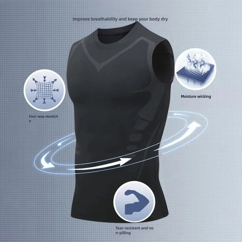 Mans Compression Tank Top Men Gym Shirt Sleeveless Quick Dry Sportswear Male Fitness Bodybuilding Vest Workout Muscle Top 250409