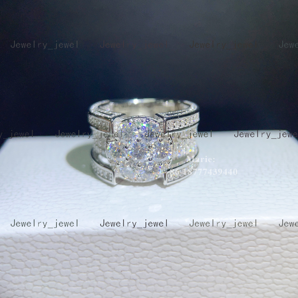 Luxury Style Custom Jewelry Silver 10k 14k 18k Vvs Moissanite Diamond Ring Men Diamond Ring Pass Diamond test Hip Hop Ring