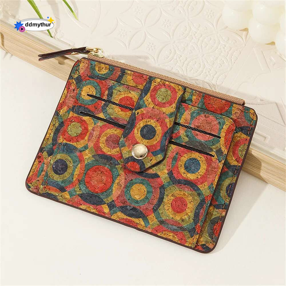 Vintage Cork Holder Men Women Multi-Slot Card Case Ultra Thin Zipper Large Capacity Coin Purse Pocket Small Wallet ddmythur