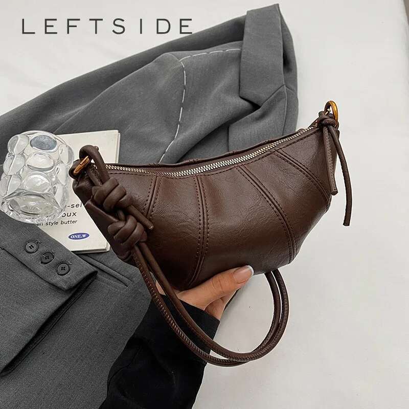 Retro Trend Solid Color Splicing Leather Shoulder Women Korean Fashion Handbags And Purses Lady Crossbody Bag