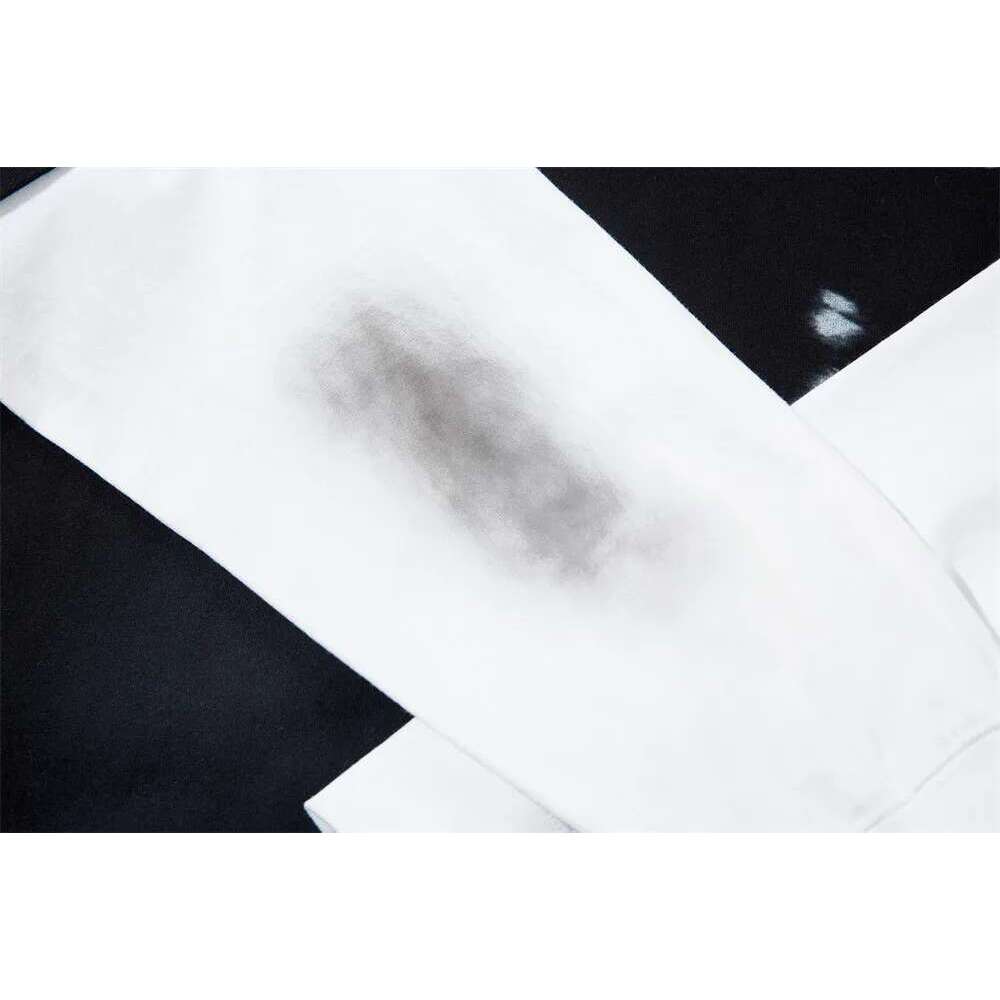 Print Fake Two Pieces T-Shirt Mens Distressed High Street Autumn Lapel Long Sleeve Loose Spliced Tee Men Cotton Tops