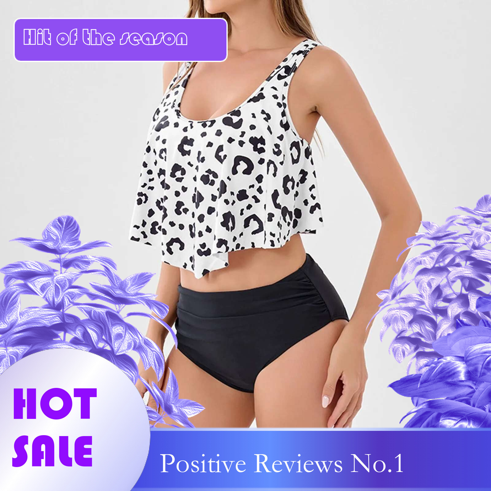Dongdumaoyi Women S New Print Ruffled High Waisted Bikini Sexy Swimsuit Two Piece Bottom Cover Up Swimwear