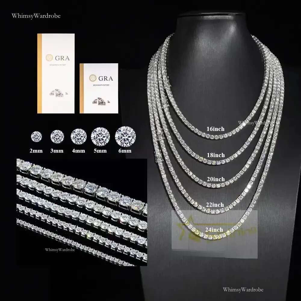 bracelet tennis Hip Hop necklace fashion Jewelry Pass Dia Tester 4mm vvs moissanite iced out cuban chain for men women