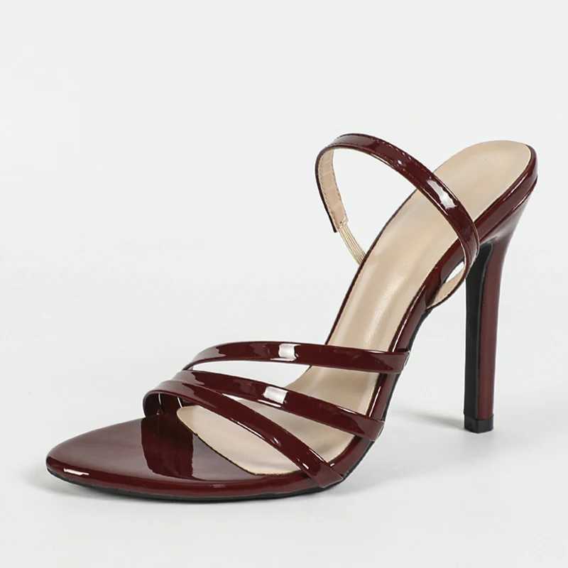 New Arrival Liyke sexy slip strap sandals womens patented leather narrow band open toe gladiator high heels summer shoes womens size 43 T250409