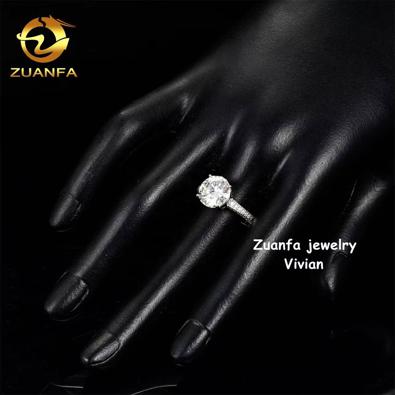 VVS Moissanite Diamond Luxury Iced Out Sterling Silver 925 GRA Certificated Pass Diamond Tester Women Wedding Rings