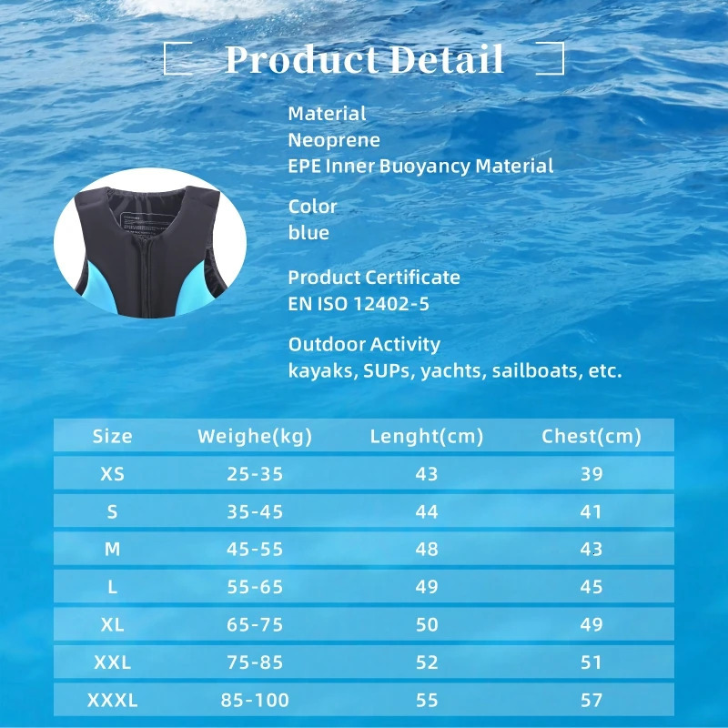 Adult surfing life jackets waterproof neoprene vests snorkeling surfing water skiing kayaking safety equipment jackets swimming trunks 250409