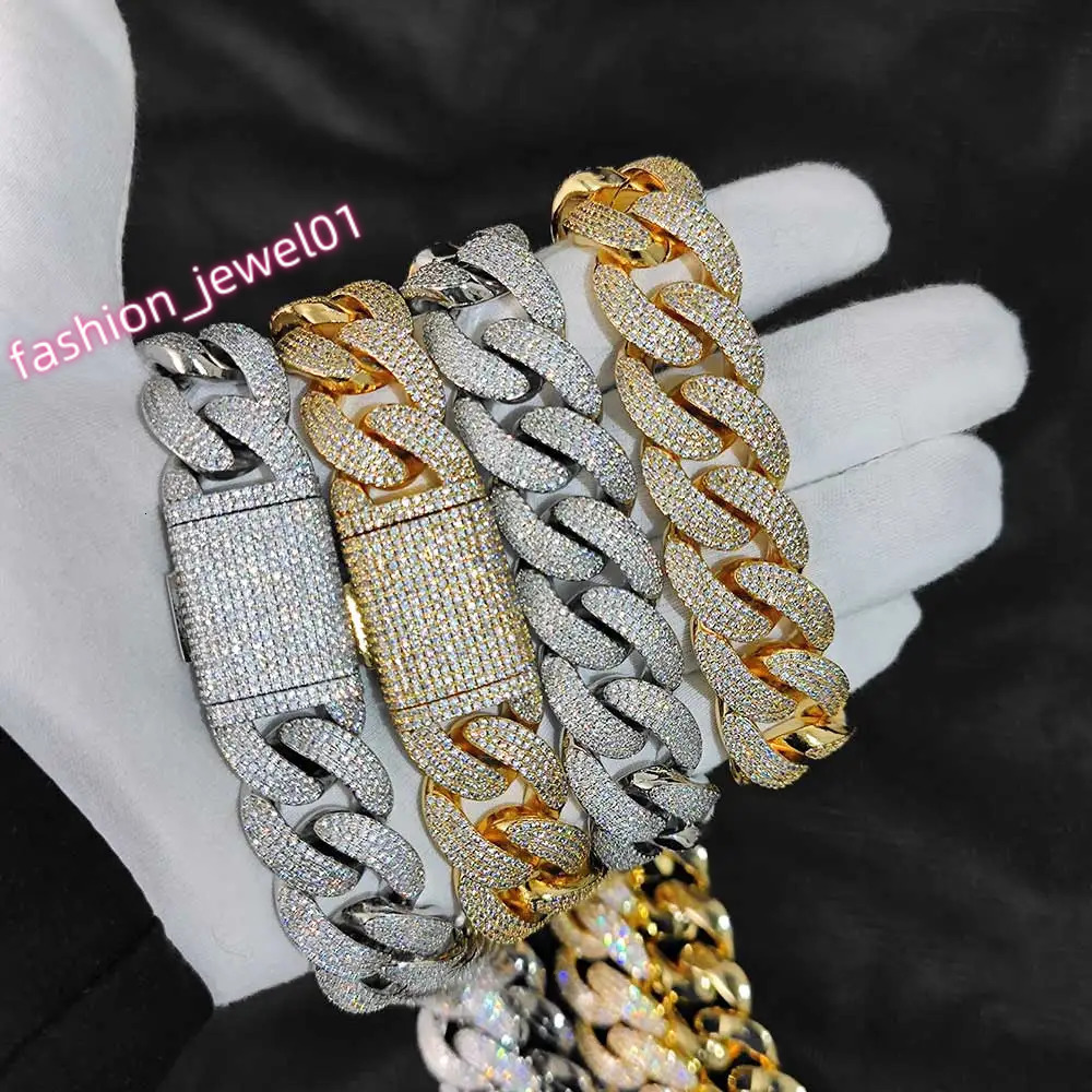 Hip Hop Jewelry Luxury 20mm Cuban Necklace Filled Prong Set 4 Rows 5A Zircon Iced Out Heavy Cuban Link Chain Men