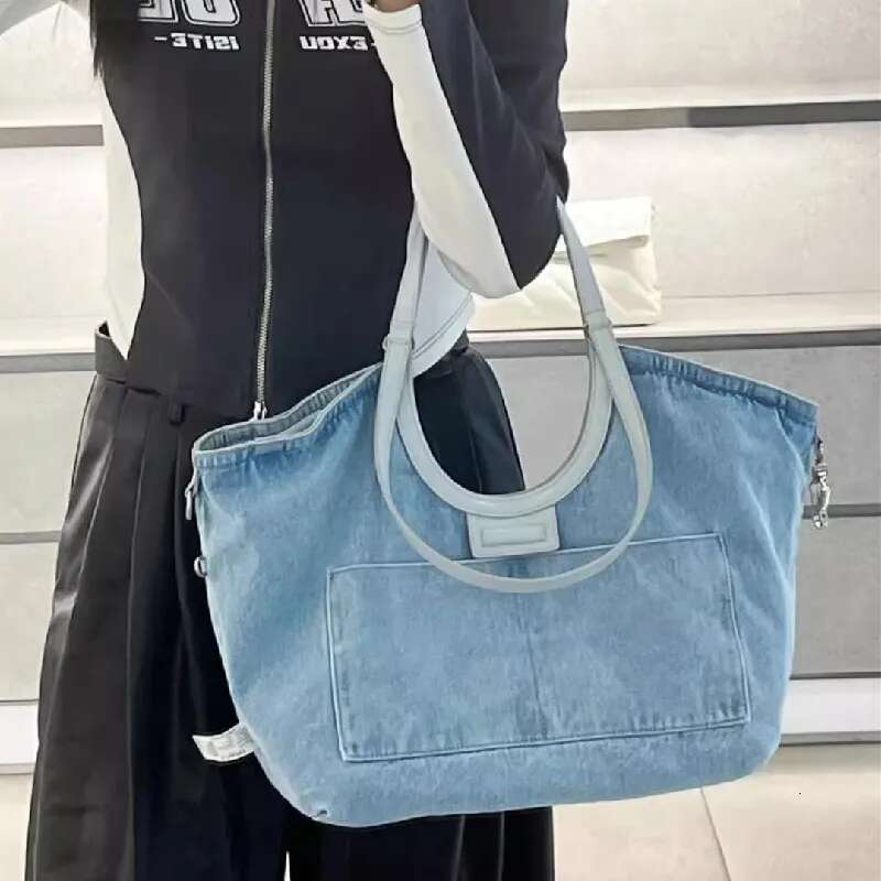 Designer Women Denim Clutch Solid Color Underarm Bag Vintage Simple Female Commuter Handbag For Office Travel