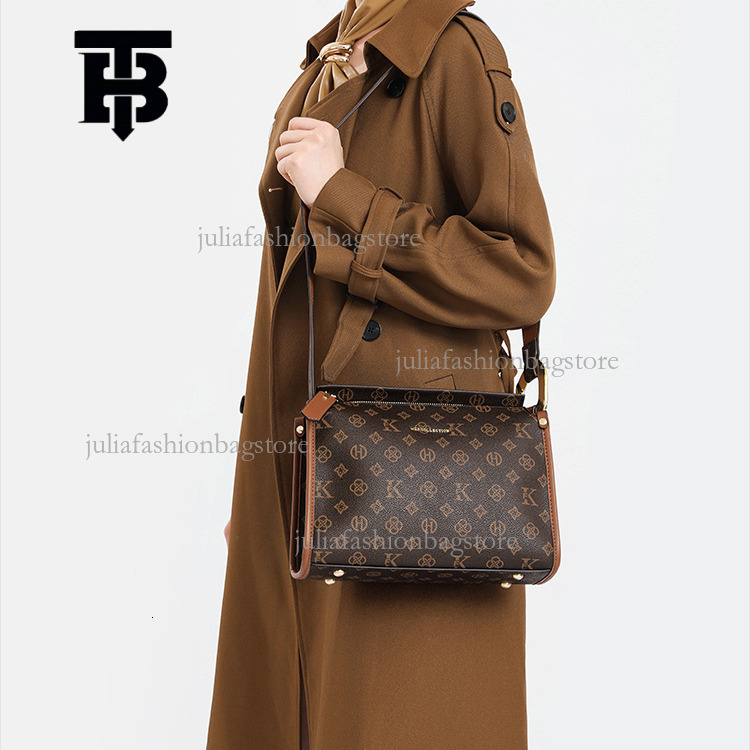 TB BHULAMTE Designer Luxury Commuter Women's Bag Autumn/winter Classic Retro Geometric Printed Cross Shoulder Bag Versatile Soft Leather Boston H
