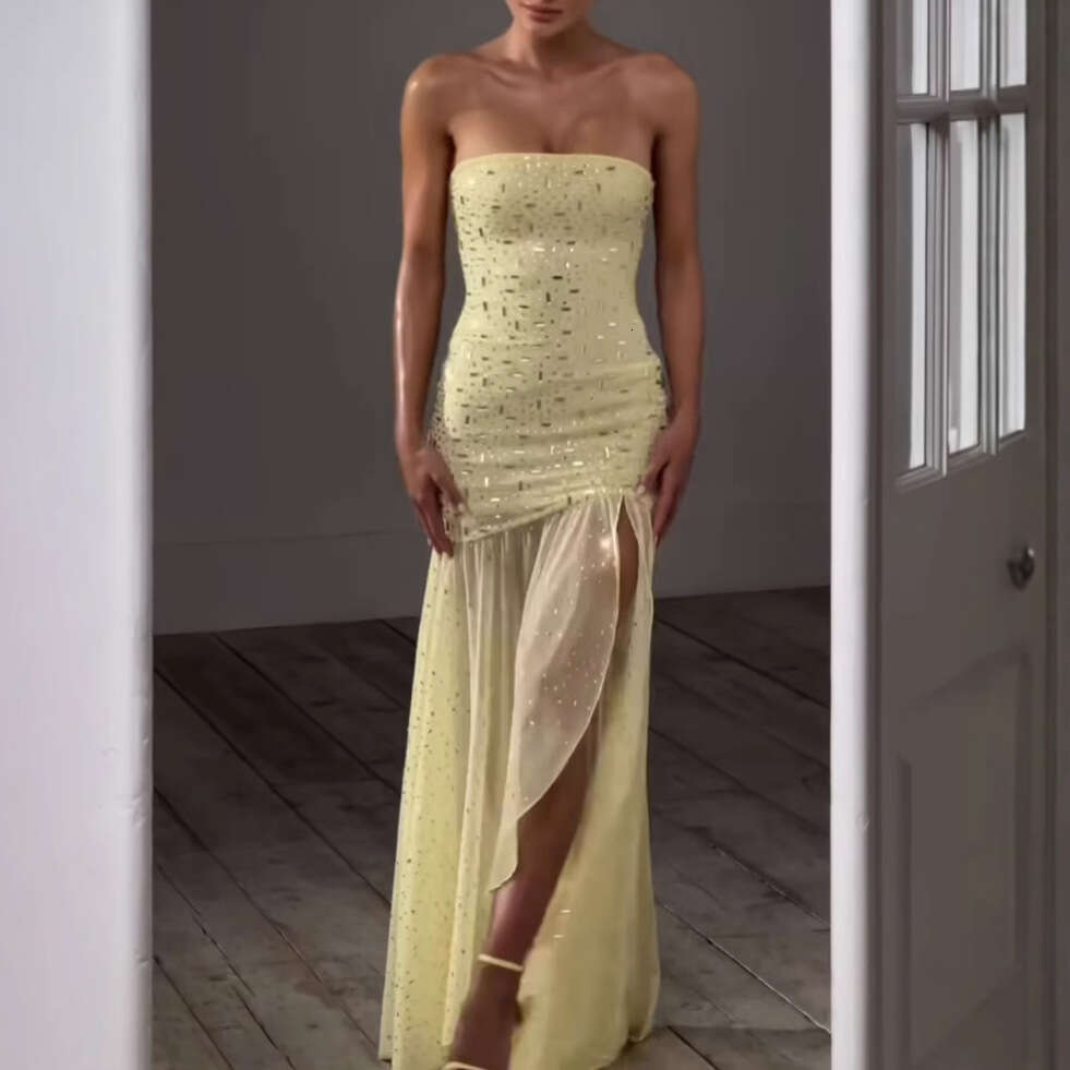 Fashion Women's Sexy Hot Girl Rhinestone Ruffle Elegant Party Gown Long Night club dress for SEXY DRESSES FOR WOMEN