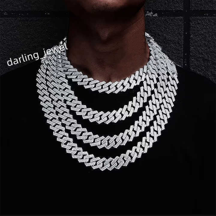 925 Sterling Silver 6mm VVS Moissanite Tennis Chain Necklace Bracelet Party Hiphop Style Cuban Link Chain Necklace for Men