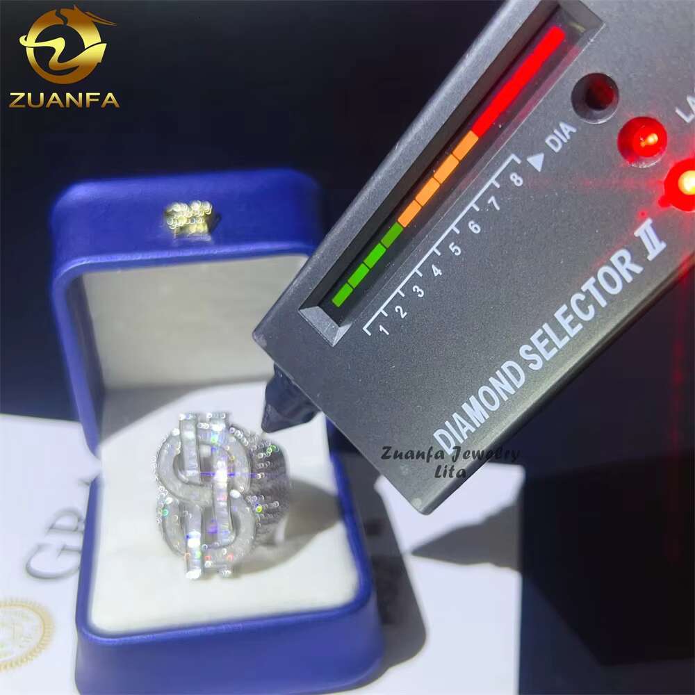 Fine Jewelry Wholesale baguette Diamond Rapper Hip Hop Ice Mens 925 Sterling Silver Moissanite Ring
