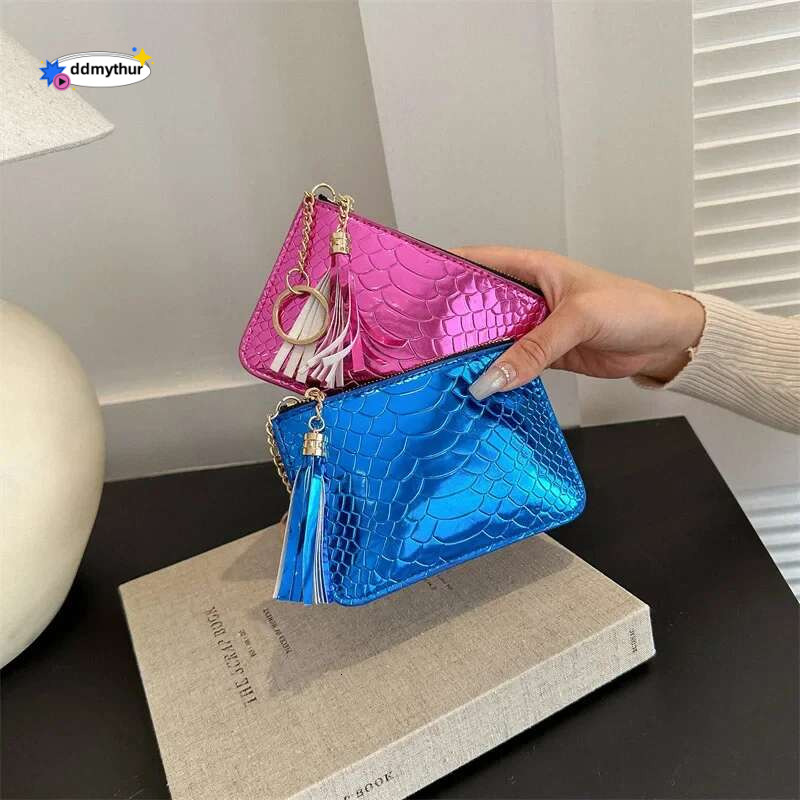 New Fashion Crocodile Print Glossy Mini Cute Purse Versatile PU Wallet for Women Portable Card Holder ID Bag Key Coin Pouch ddmythur