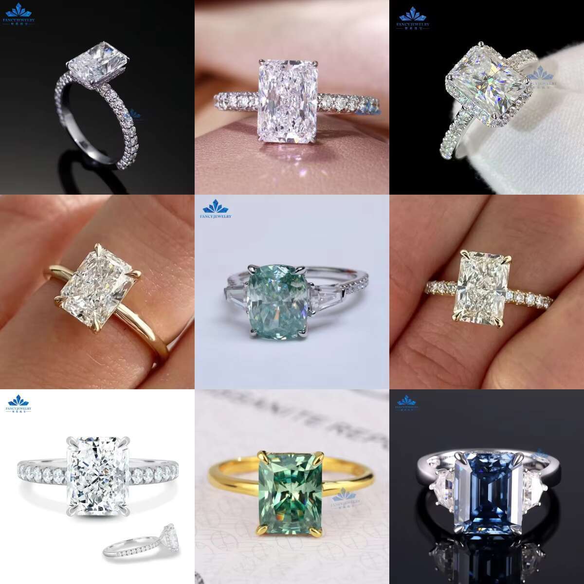 D Colorless Radiant Cut Moissanite Engagement Ring Solid 14K 18K White Gold 3.0CT Engagement Ring Gold Plated Rings for Women