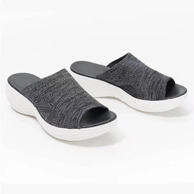 Women Sandals Elastic Force Summer Shoes With Low Heels Sandals Summer Women Slippers Lightweight Slip On Heeled Sandals Female 250407