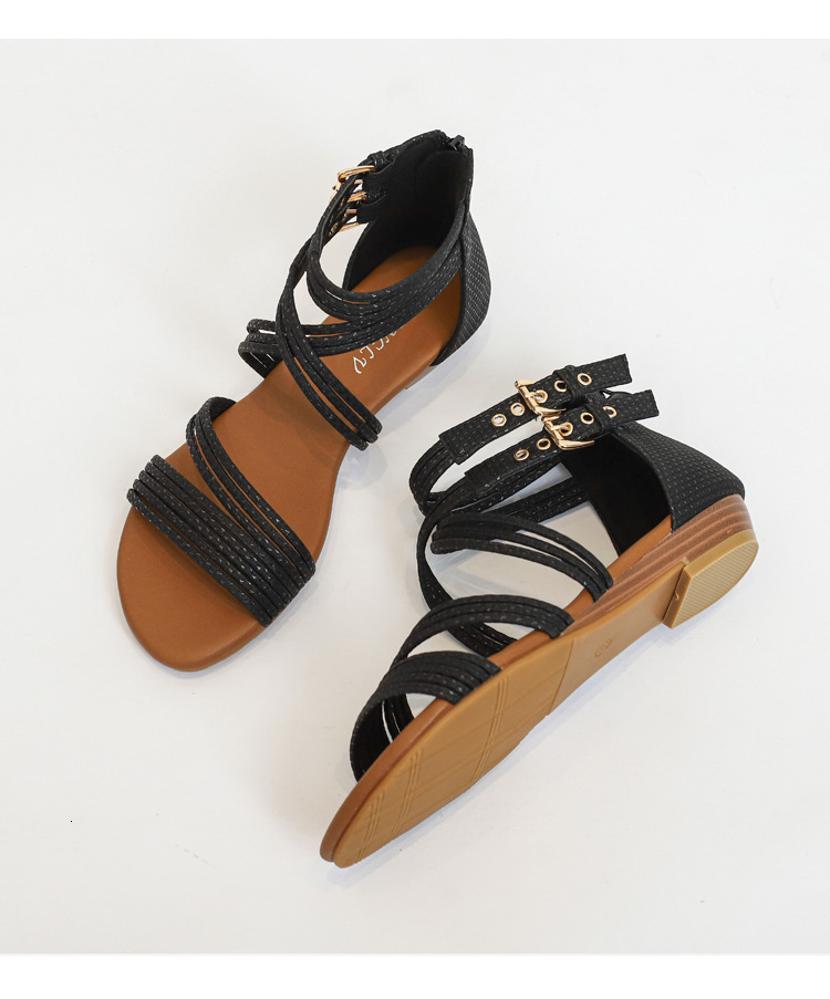 2025 Summer New Slope Heel Sandals Open toed Women's Shoes Thick Soft Bottom Designer Fashion Cross Roman Cool Boots