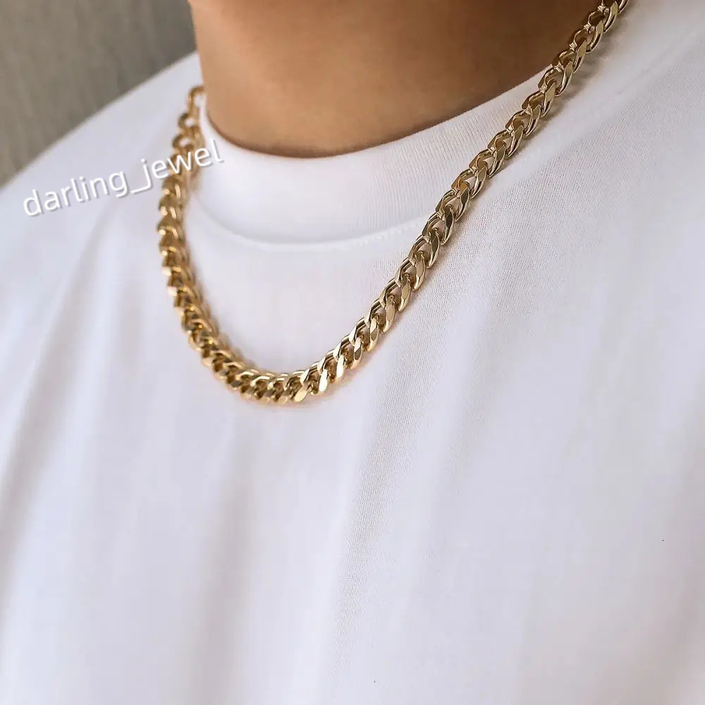 Simple Stainless Steel Cuban Chain Necklace for Men Gold Color/Black Metal Chain On The Neck Choker Jewelry Party Male DIY Gift