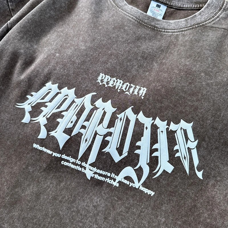 Mens Tshirt Gothic printed large loose fit unisex casual round neck short sleeved top 250409