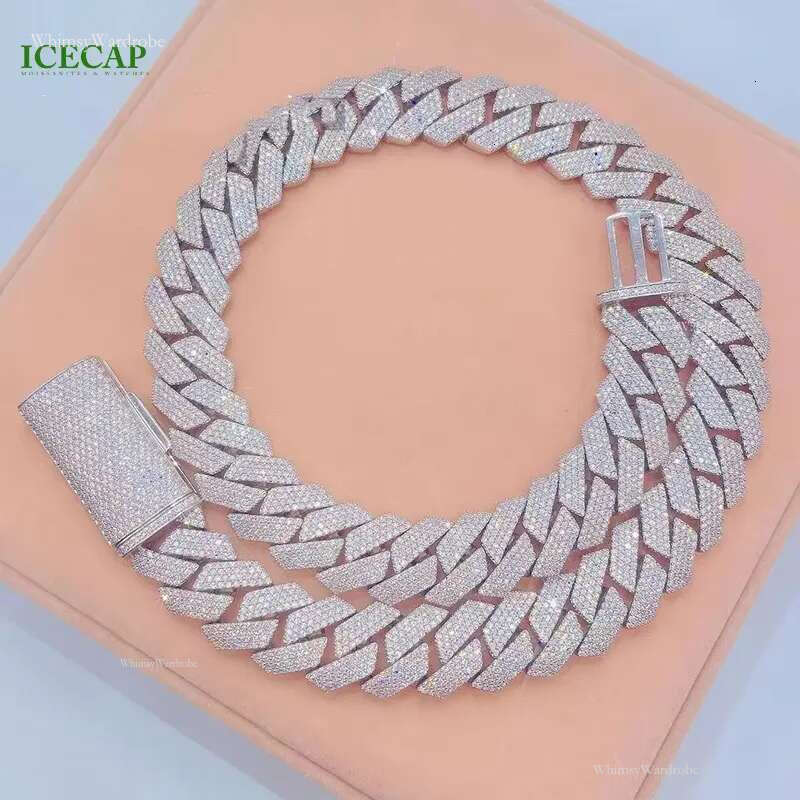 20mm Gold Plated Hip Hop Pop Moissanite Dia Necklace Cuban Chain k Free delivery