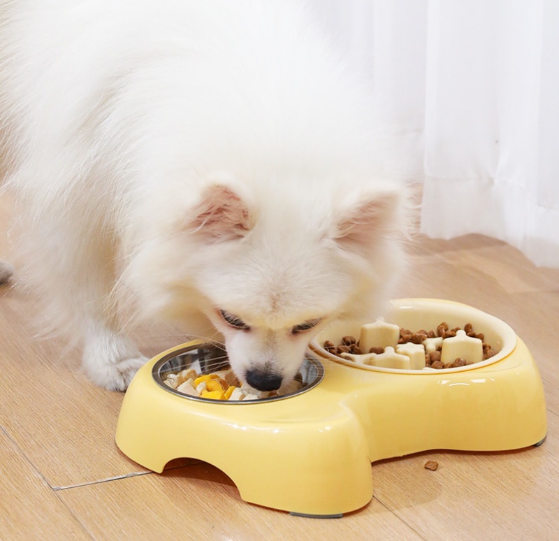 Dog Bowl Removable Stainless Steel Pet Slower Food Bowl Anti-choking Food Water Feeder For Dogs Cat Accessories