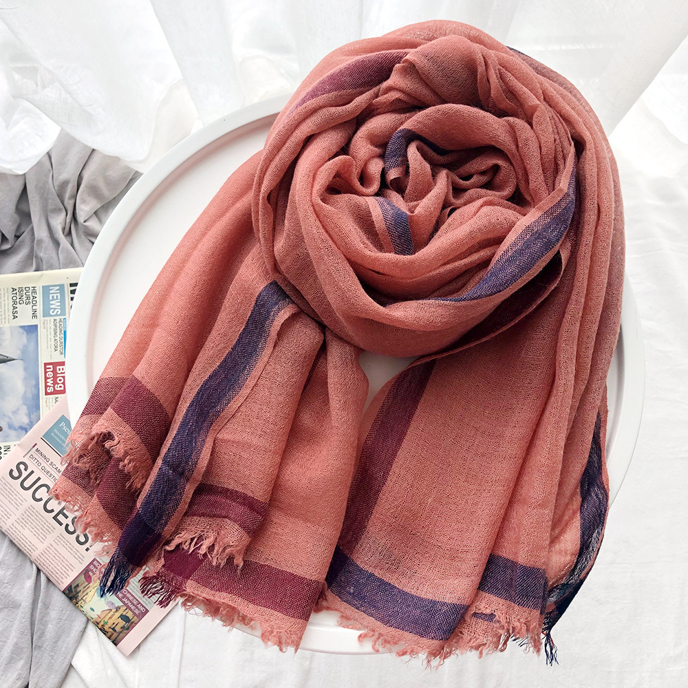 K342 2025 thin wool scarf women's foreign trade new Korean version border solid color Amazon scarf wool shawl cross-border