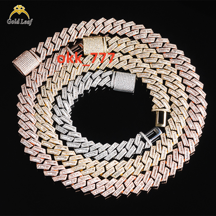Hip Hop Jewelry Moissanite Necklace Men D Color VVS Moissanite Chain Gold Plated Cuban Mossanite Link Cuban Moissanite Chain
