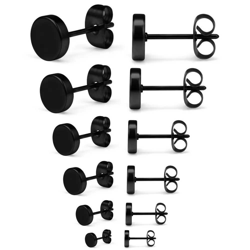3-8mm Small Black Silver Color Earrings Stone CZ Crystal Ear Studs Surgical Steel Cubic Zirconia Helix Earring Women Accessories Z250408
