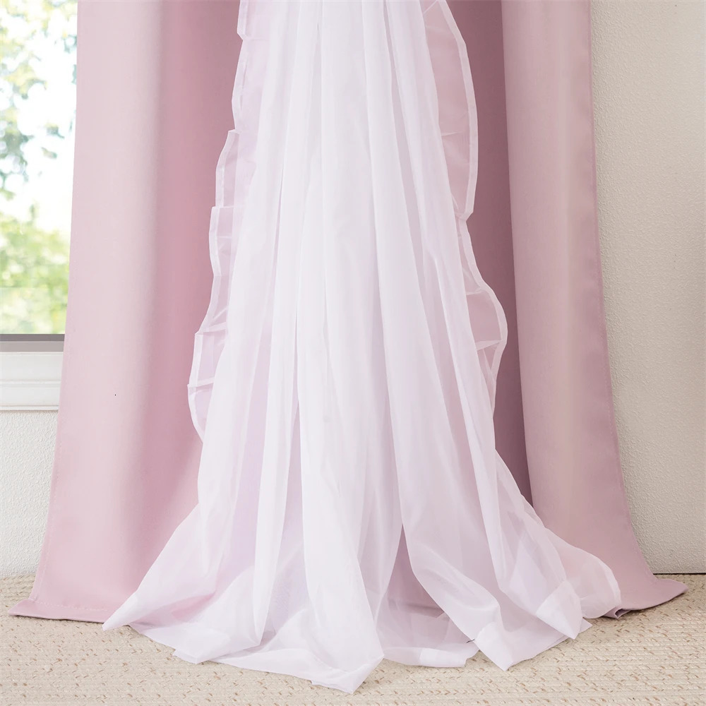 RYB HOME 1Pc Power outage curtains Double layered romantic transparent curtains used for decorating living rooms childrens and girls bedrooms 250409