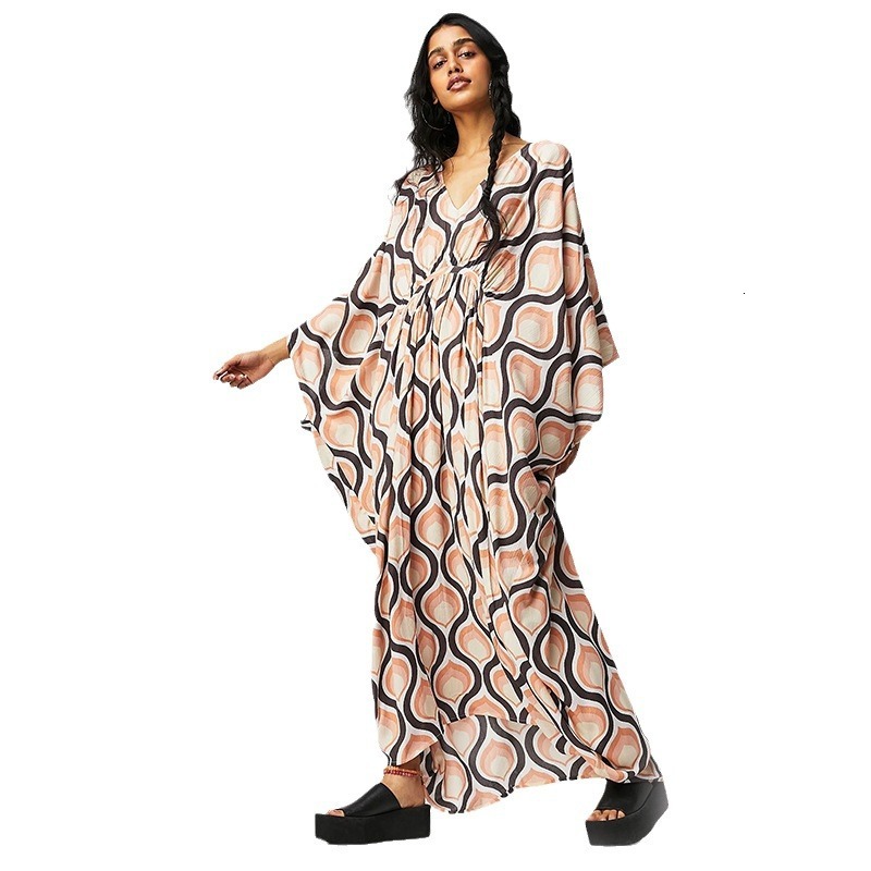Fashionable 2025 Spring/Summer New Hot Selling Printed Dress Bohemian Style KAFTAN Long Dress for Women