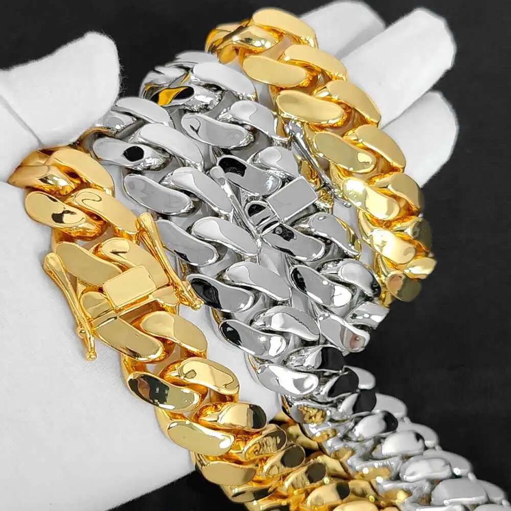Hip Hop Jewelry 22mm Thick Miami Men Necklace Fashion Brass Gold Plated Cuban k Chain Drop Shipping