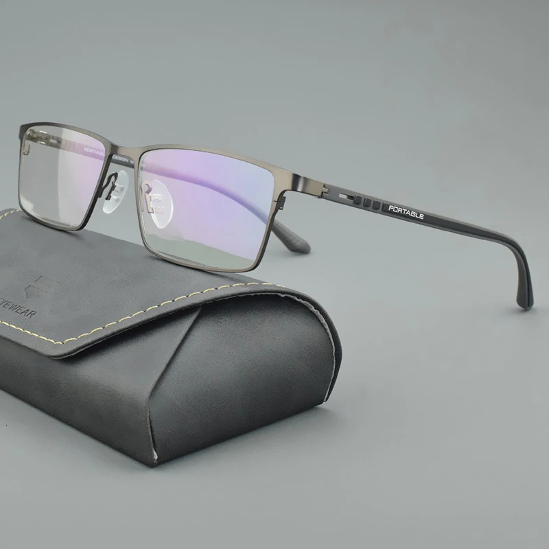 Business Men Alloy Glasses Men FULL FRame Square Myopia Prescription Eyeglasses Frames High Quality Blue Frame 9386 250407