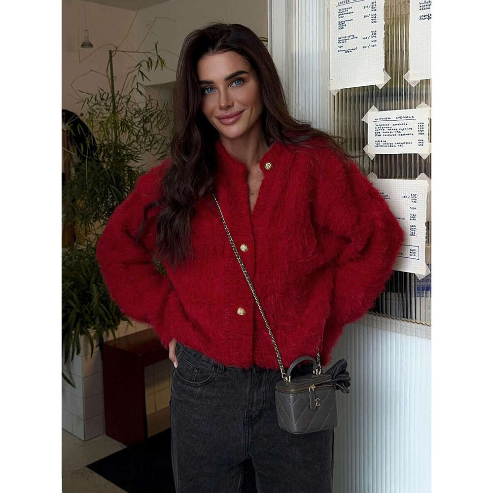 Soft Fuzzy 2025 Autumn Winter New Fashion Imitation Mink Knitted Sweater Cardigan for Women women's knitwear crop tops