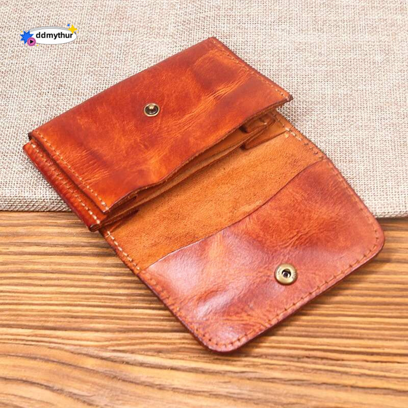 100% Genuine Leather Wallet For Men Male Vintage Cowhide Short Small Men's Purse Card Holder Case Money Bag Man With Coin Pocket ddmythur