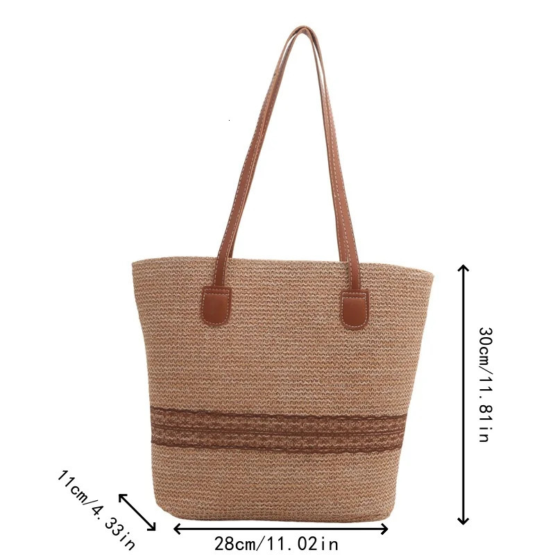 Lace woven drawbar bag large capacity shoulder seaside beach casual handbag 250408