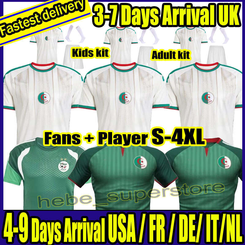 S-4XL 2026 2027 Algeria Soccer Jerseys Fans Player version 2026 27 Home away Mahrez Feghouli Brahimi football Shirt kit men kids sets kit uniform