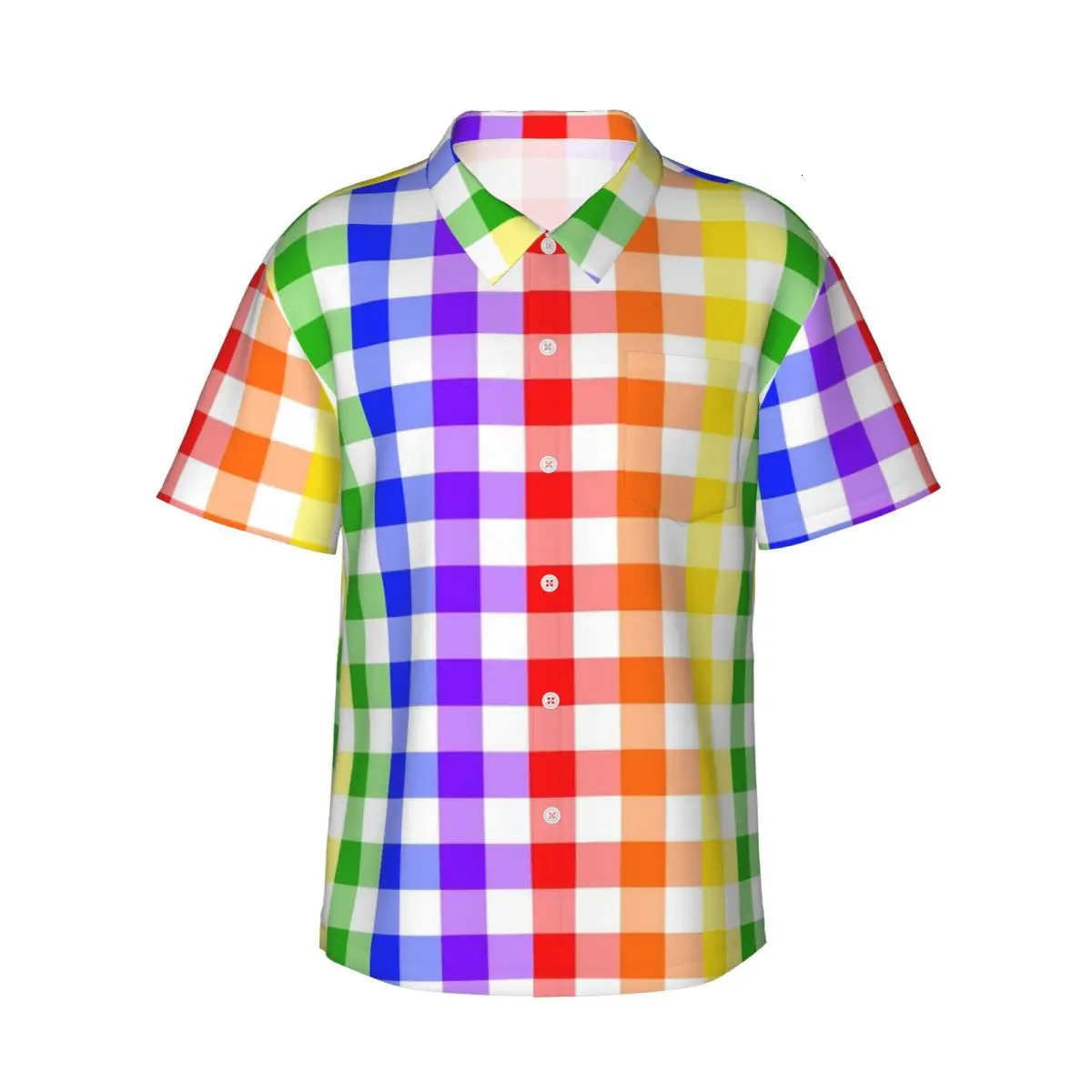 Rainbow Ginkgo Vacation Shirt Solid Color Hawaiian Casual Shirt Mens Retro Shirt Short Sleeve Comfortable Customized Clothing 250408