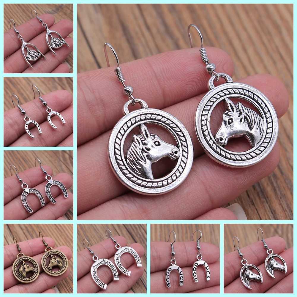 Vintage Lucky Horseshoe Pendant Dangle Drop Earrings For Women Girls Good Luck Jewelry Fashion Jewelry Gift Z250408