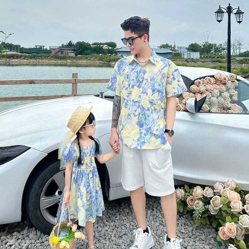 Mother daughter girl smoky dress holiday father son flower shirt sisters brother twin clothes holiday clothes family matching clothes S2548