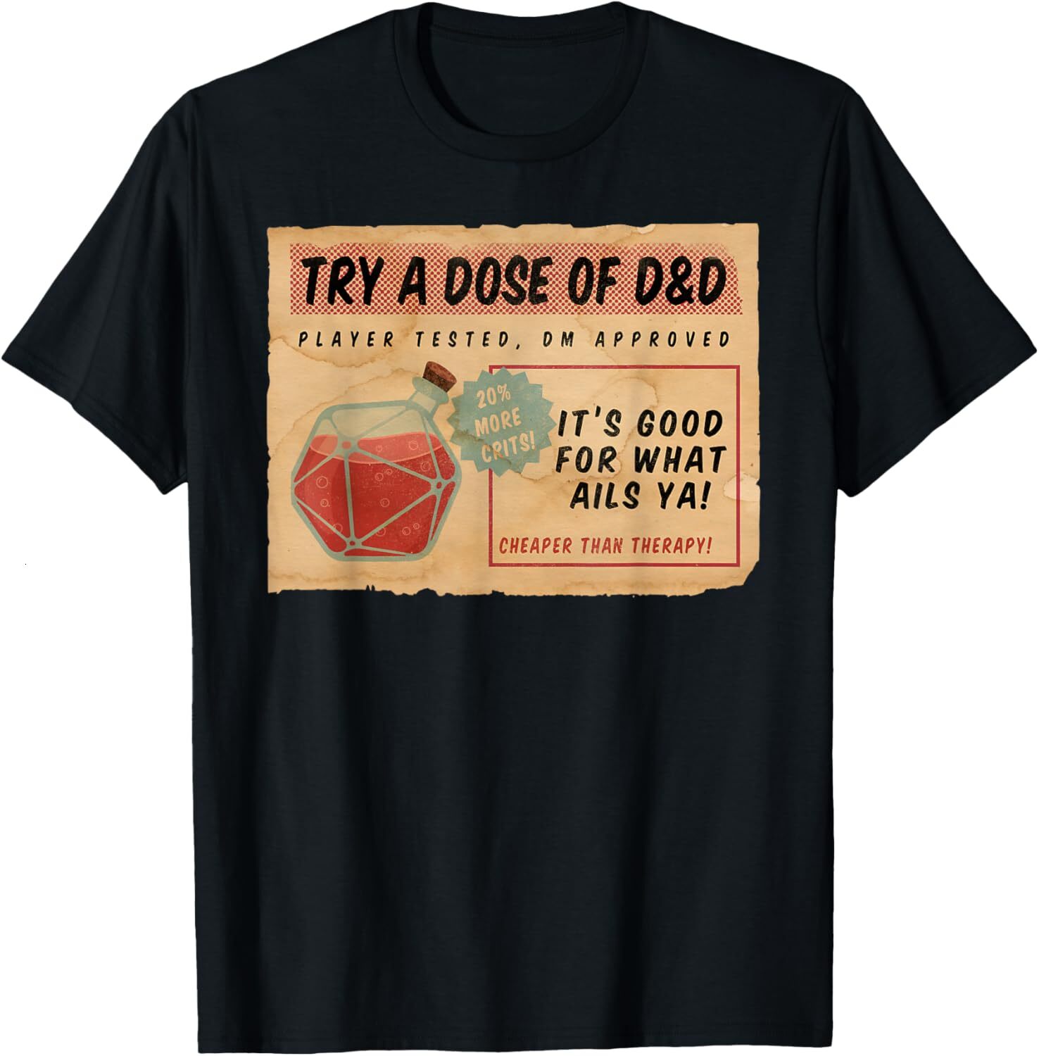 T shirt for Mens Vintage Ad D20 Healing Potion Graphic Tee Casual Tops Clothes Short sleeve cool