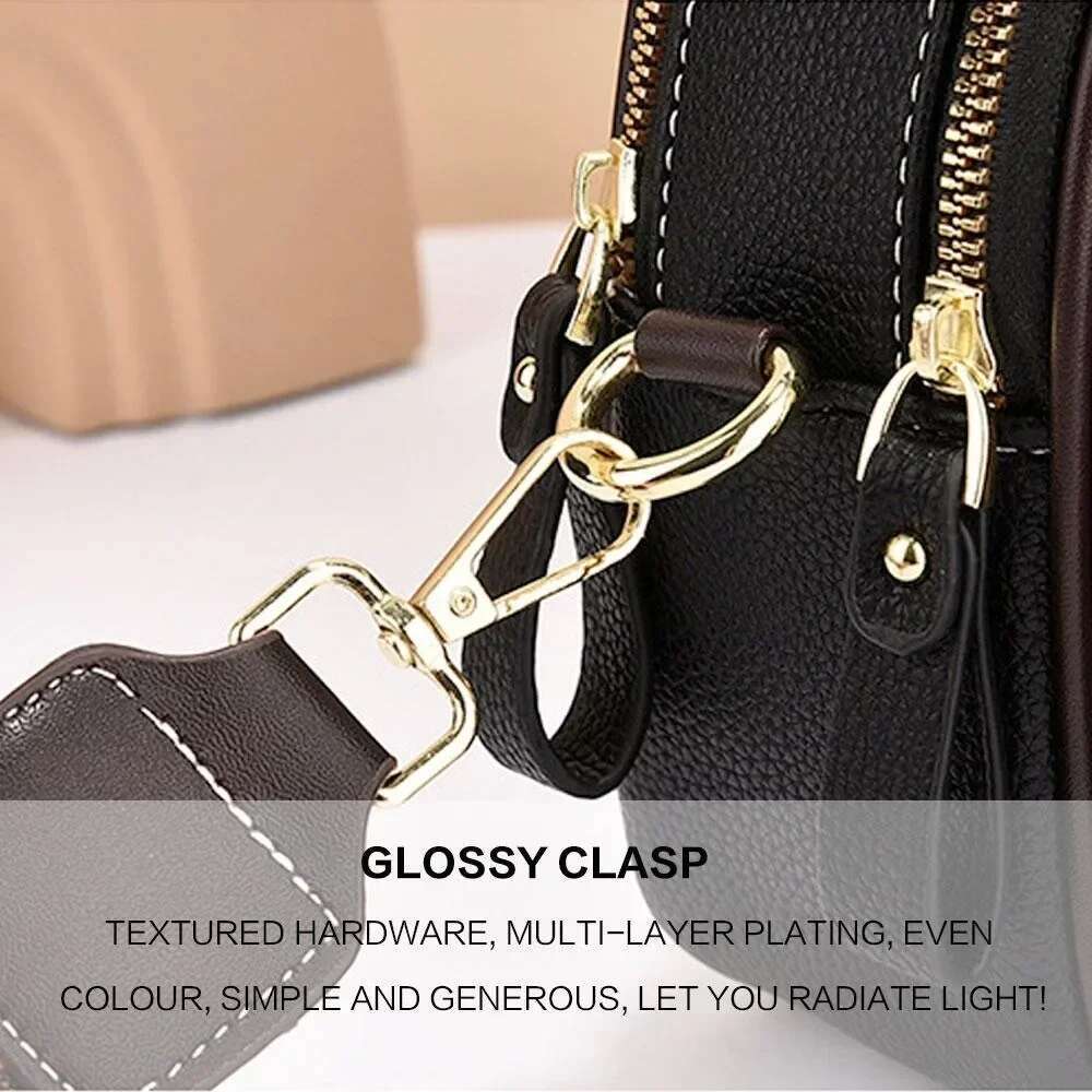 KISMIS Three-Layer Soft Leather Texture Crossbody Bag, Shoulder Bag With Large Capacity, Versatile Casual Fashion Ladies Handbag