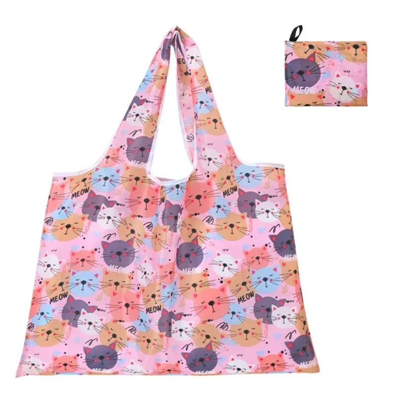 Reusable shopping bags large washable foldable environmentally friendly nylon heavyduty pocket handbags 250408