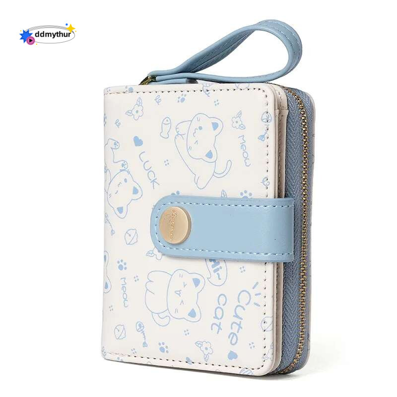 New Korean Style Cute Cat Girls Wallet Short Student Card Holder Money Bag Zipper Wallets for Women Cartera ddmythur